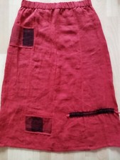 TOP Zust Sommerrock Sommer Rock Gr 46 Rot Leinen Midirock Midi