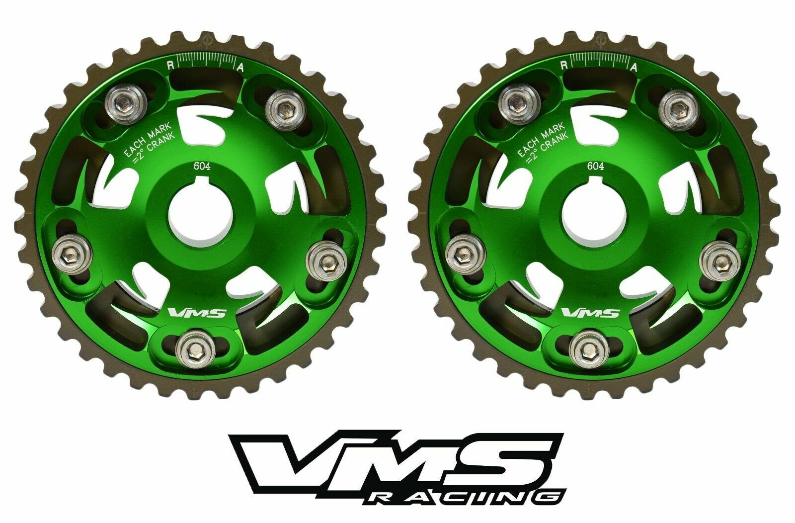 VMS RACING CAM GEARS + BOLTS SPIKES GREEN FOR HONDA ACURA B18A B18B