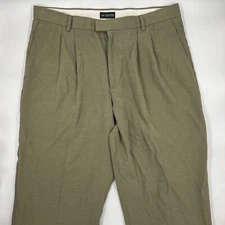Dockers Mens Dress Pants Size 36/32 Beige Tan Polyester Pleated Straight Leg