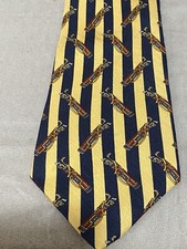 Vintage Tommy Hilfiger Men’s 100% Silk Tie Yellow Golf Clubs Made In USA 57.5”
