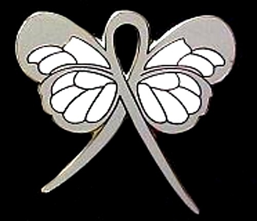 Gray Butterfly Pin Awareness Ribbon Lung Brain Cancer Cause Diabetes