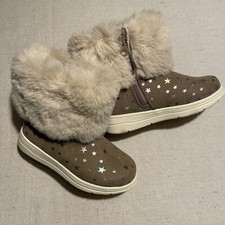 Cat Jack Toddler 7 Girls Shearling Faux Fur Boots Vilma Metallic Stars Brown