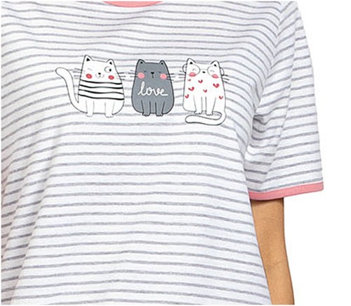 Camicia da notte bambina COMTESSA manica corta cotone design ad anelli grigia taglia 164 - Foto 2 di 3