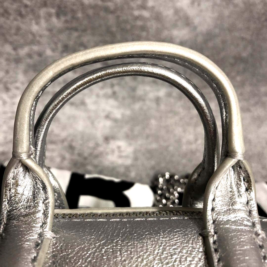 MARC JACOBS Nano Duffle Shoulder Bag Silver Chain Crossbody Japan