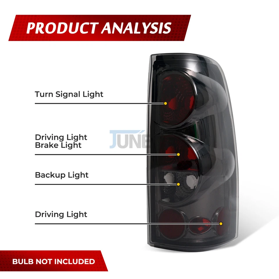 Pair Smoke Tail Lights For 1999-2006 Chevy Silverado GMC Sierra 1500 2500 3500 - Image 3 of 4