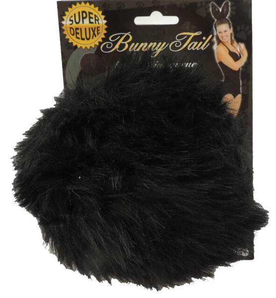 Deluxe Jumbo Black Playboy Bunny Rabbit Tail Costume Accessory for sale