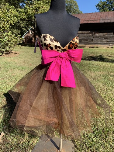 Strapless Prom Dress Bow Cheetah Print 