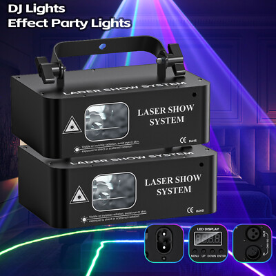 2x RGB LED Laser Projektor Strahl Effekt Bühnenlicht Strobe DMX DJ Partylicht DE