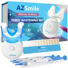 AZSmile Teeth Whitening Kit Light Tray Non Sensitive Gel Coffee Stain Remove