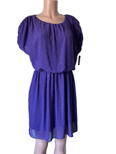 NWT $175 VINCE CAMUTO Sparkly Plum Blouson Cocktail Rhinestone Dress Size XS