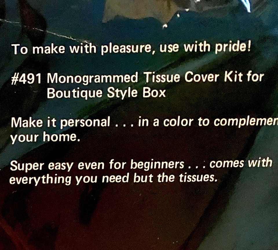Kit de soporte de cubierta de pañuelo con monograma de punta de aguja Betts vintage sellado 491 azul/azul marino Foto 3 de 4