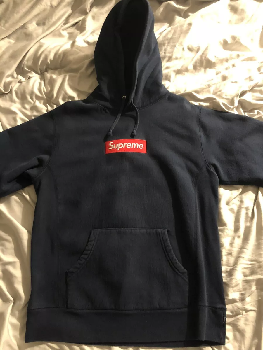 Supreme Navy Blue Box Logo Hoodie