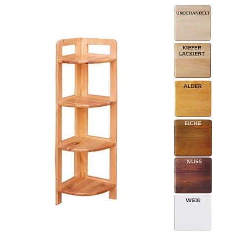 ECKREGAL 4 BÖDEN 126x30x30 CM BÜCHERREGAL KIEFER MASSIVHOLZ BÜROREGAL WEIß - Bild 1 von 1