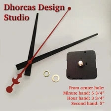 (#03) Quartz Clock movement kit, 1/4",1/2",3/4", 1" thread motor & LONG 5" hand