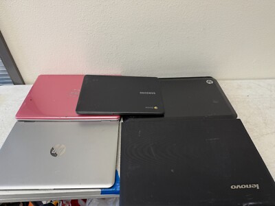 Lot of 5 HP, Dell & Samsung 11'' Chromebooks Celeron - Model PP42L - Untested