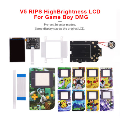 IPS V5 Ultra OSD Menu Backlight LCD Kit Speaker+UV Printed Shell For Gameboy DMG