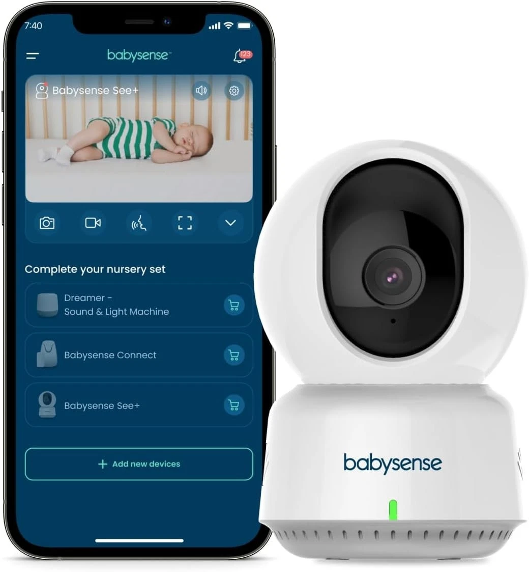 Babysense See Smart WiFi Baby Monitor, 1080p Camera, HD Night Vision - White