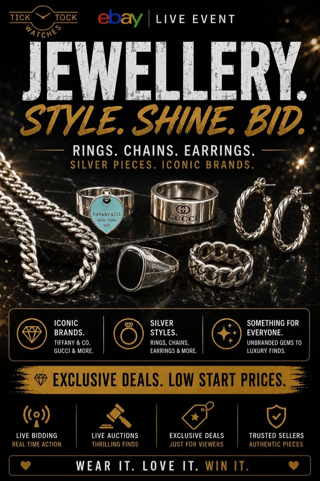 Jewellery Show - 925 Silver! 99p Starts - Chains, Rings, Bangles!