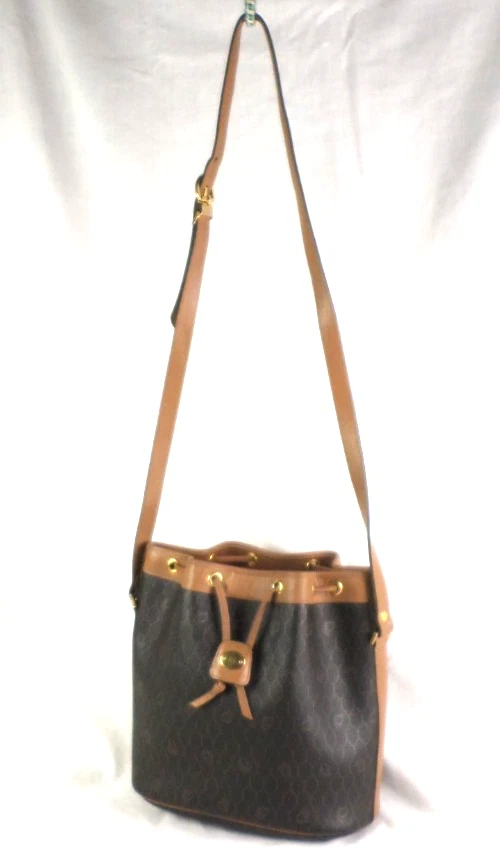 Bolso de hombro vintage Christian Dior negro PVC nido de abeja cuero marrón cubo WOW Foto 4 de 4