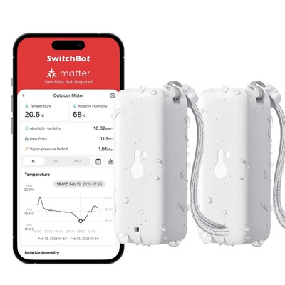 SwitchBot Bluetooth Hygrometer Thermometer 2 Packs, IP65 Indoor Outdoor Humid...