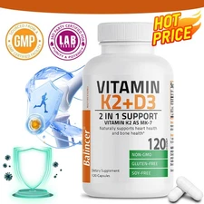 Vitamin K2+ D3 120 Capsules - Immune Support, Bone and Heart Health