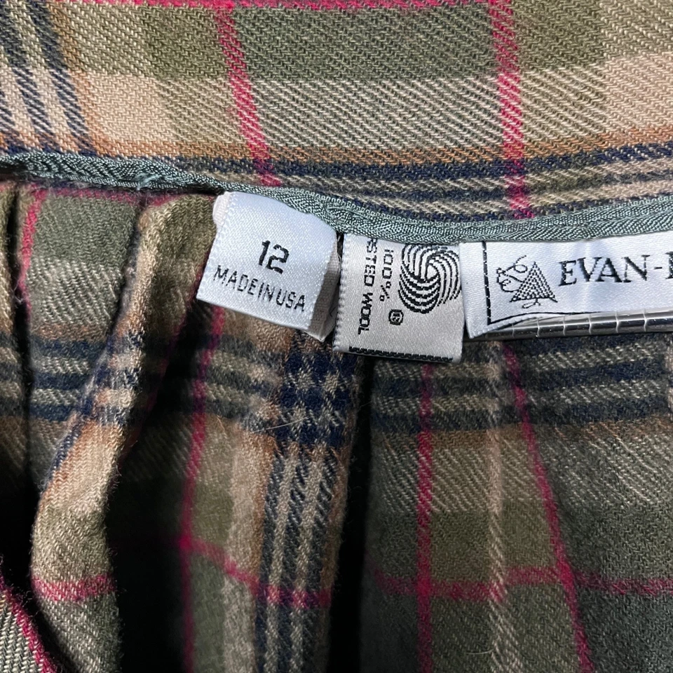 Falda vintage Evan picónica talla 12 plisada a cuadros mezcla de lana hasta la rodilla 3401 Foto 4 de 4