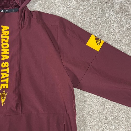 Adidas Mens M Burgundy Arizona State Sun Devils Athletic Hoodie 1/4 Zip NWT - Picture 5 of 12