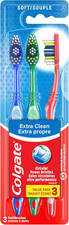 Extra Clean Toothbrush, Soft Toothbrush for Adults, 3 Count Pack of 1 