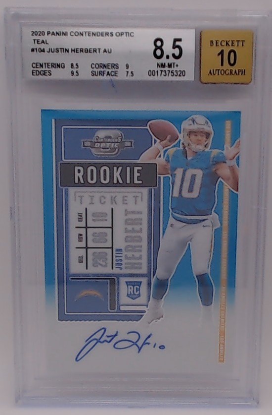 2020 Contenders Optic Rookie Ticket Autographs Justin Herbert #104 Teal /99