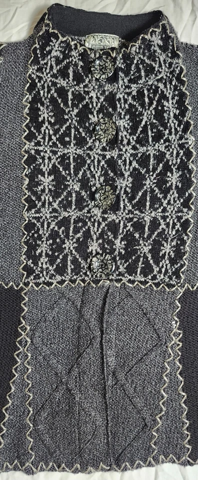 Curio Patchwork Boho Knit Sweater Artsy Cottagecore Vintage Women’s Size Large - Image 4 of 4