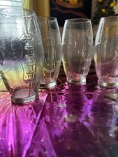 Set of 4 Glass Football Glasses. Used No Box Very Good Condition