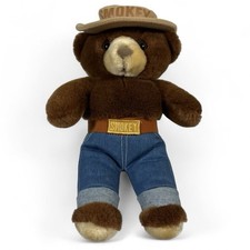 Vintage 80s Smokey Bear Plush Teddy Bear Denim Jeans Hat Three Bears Korea