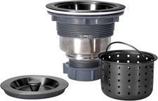 Kitchen Sink Drain 3-1/2 Inch Black Sink Drain Assembly Kit, Removable Deep Sink