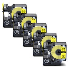 5PK 19mm Black on Yellow IND Vinyl Label Tape 18433 for DYMO Rhino 5200 6000