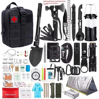 250tlg Survival Erste Hilfe Set Outdoor Camping Survival Notfall Tasche Schwarz