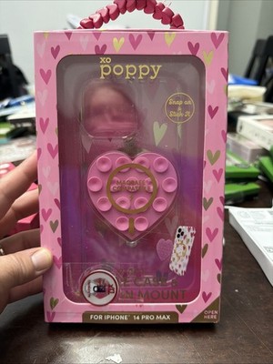 XO Poppy iPhone 14 Pro Max 2 In 1 Magsafe Phone Case & Suction Mount Hearts Pink