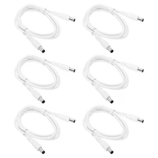 6 x Male to Male 5.5x2.5mm DC Power Extension Cable 24AWG Adapter 3Ft White