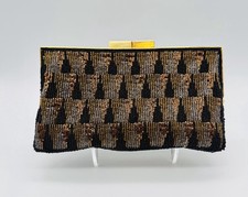 Walborg Crystal Beaded Evening Bag Chevron Pattern Purse Clutch Bag 60s/70s