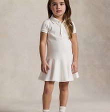 Polo Ralph Lauren Size 6 Cream Flare Bottom Dress Girls Brand New