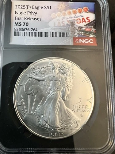 2025 (P) American Silver Eagle Privy Mark – First Releases NGC MS70 - Las Vegas
