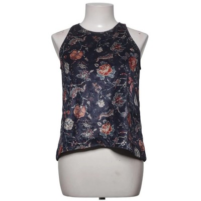 Pull & Bear, Top, Größe: S, Blau/Mehrfarbig, Blumen, Samt, Damen #AUE