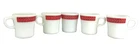 VINTAGE 1960'S PYREX CORNING LAUREL LEAF RED BAND MILK GLASS COFFEE MUG (5)