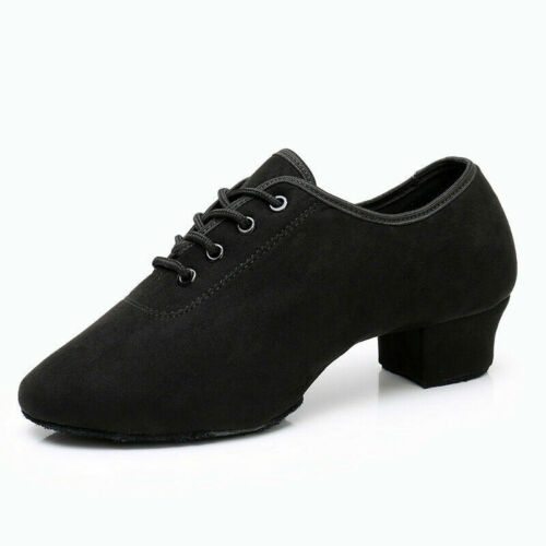 Men Black Latin Dance Shoes Ballroom Soft Modern Tango Practice Dance Shoes - Picture 9 of 11