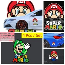 4 X Super Mario Bros Decal Stickers Vinyl Auto Car Truck SUV Window Waterproof