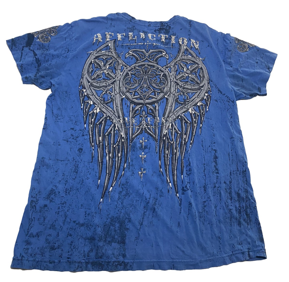 Affliction T-Shirt Adult XL Short Sleeve Blue Cyber Mall Goth