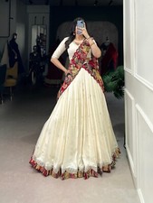New Collection Off White Vichitra Silk Lehenga Choli With Dupatta For Women