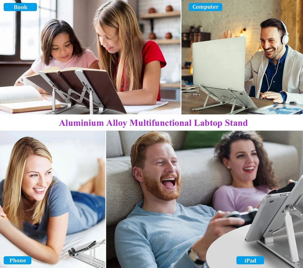 Laptop Stand, Laptop Riser Computer Stand for desk, Adjustable Aluminum Folda...