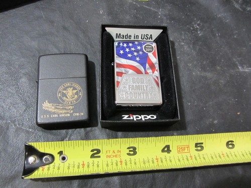 ZIPPO Military USS Carl Vinson lighter USA flag God Family Country lot of 2