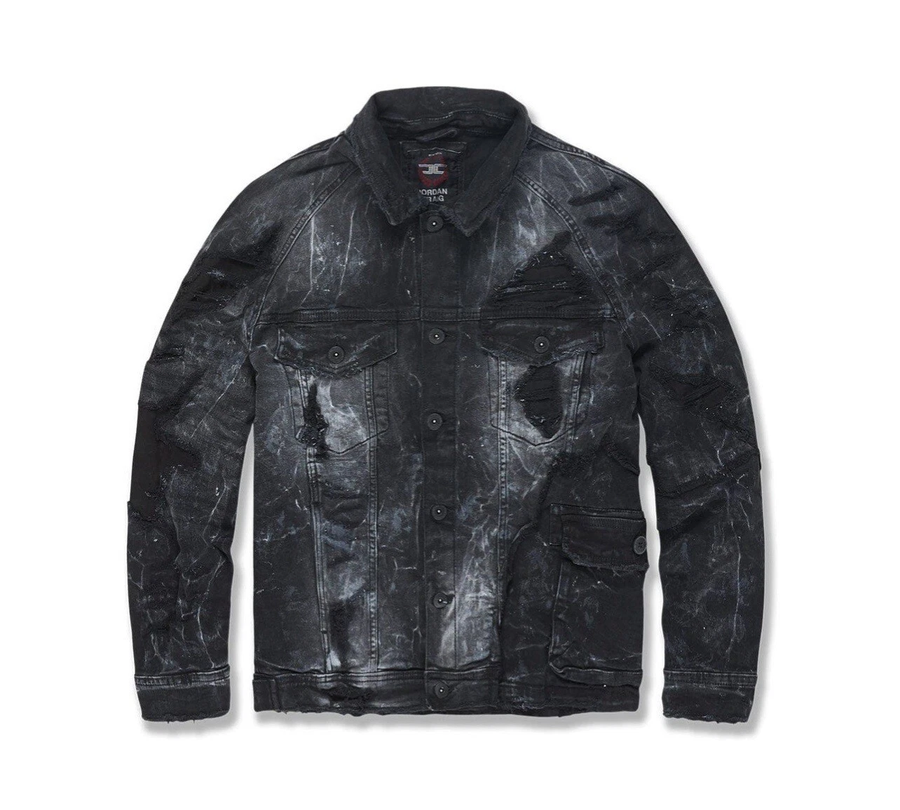 New Men's Jordan Craig Ambition Denim Trucker Jacket Industrial Black Size XL