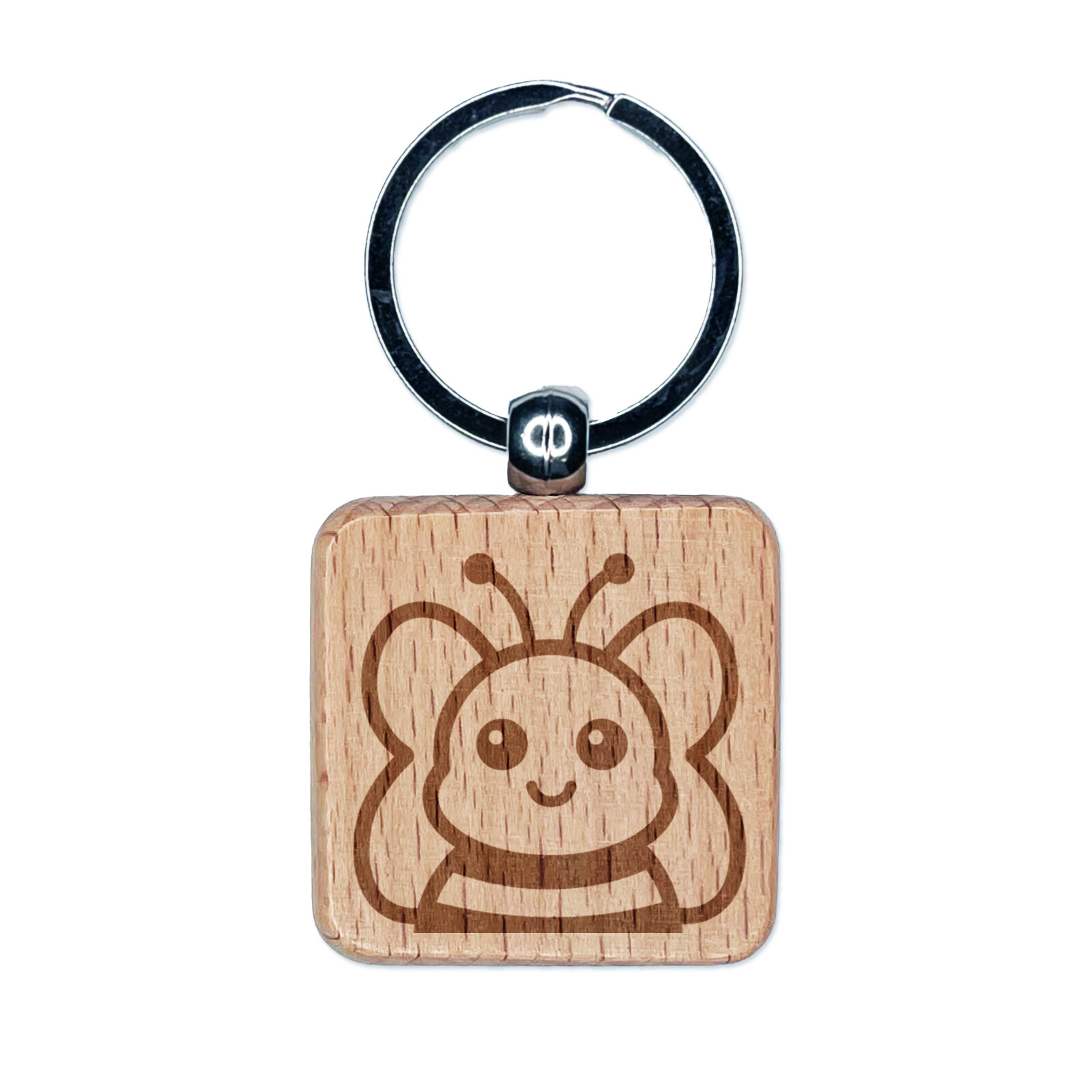 Custom Laser-Engraved Bee Design Wooden Keychain Charm Tag  